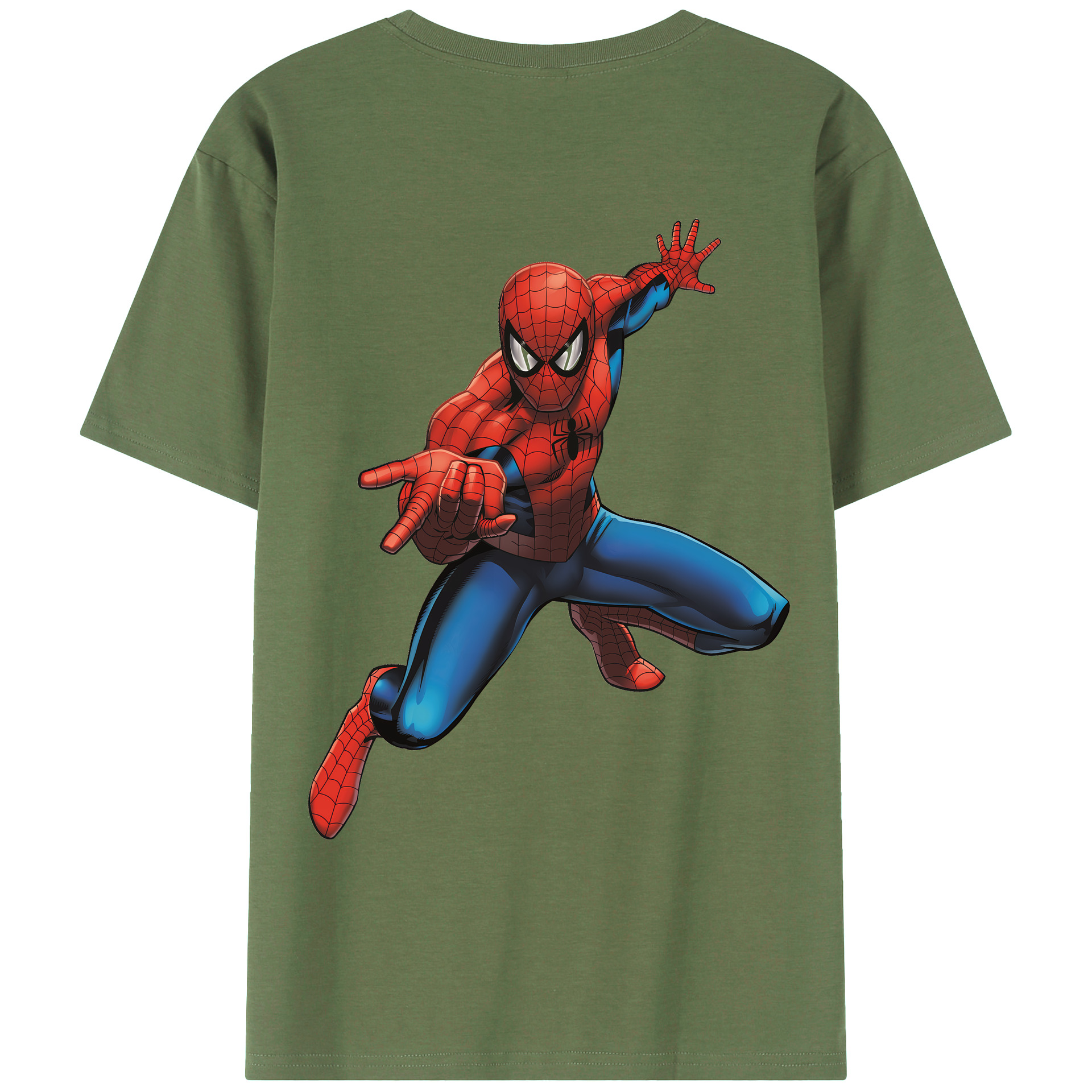 （画像用） Spider Man スパイダーマン 綿100％ メンズ半袖Tシャツ（バックプリント） 通気性